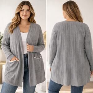 Perch by Blu Pepper Ribbed Open Cardigan Duster 2XL NWT